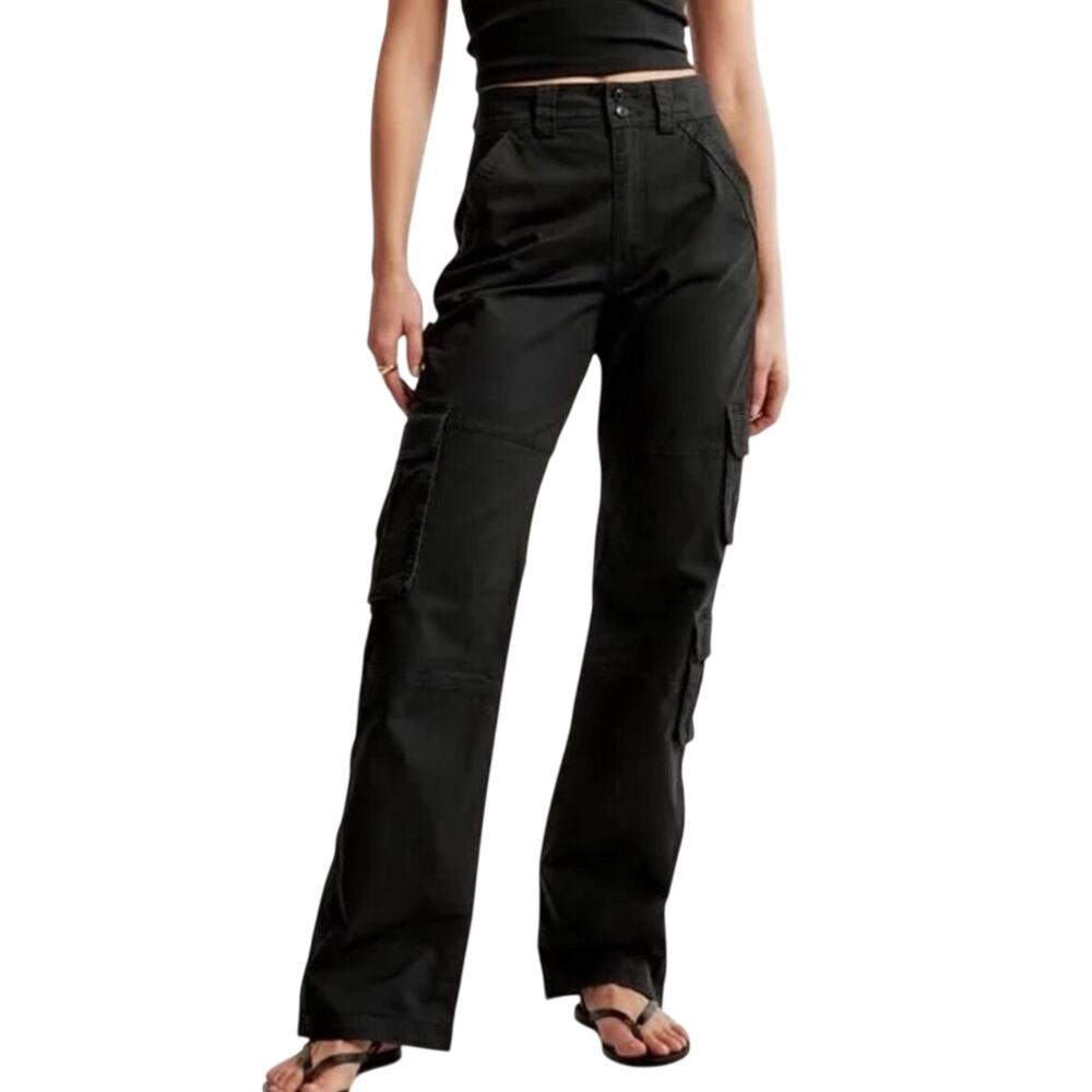 Abercrombie & Fitch LONG Relaxed Cargo Pant Black Gray 29 8